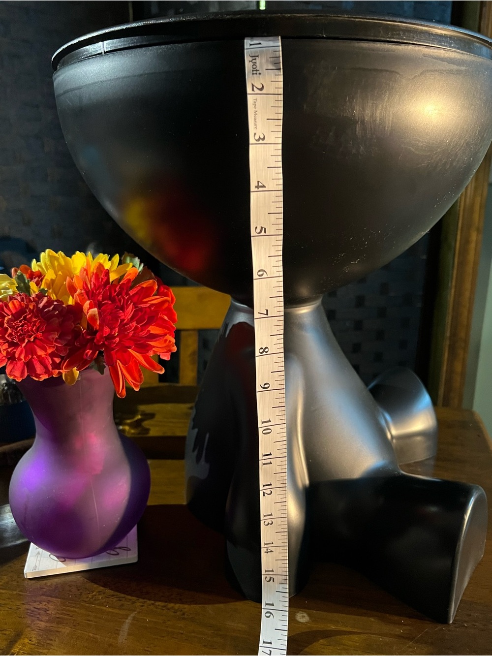 Matte Black Sculptural Pedestal Vase